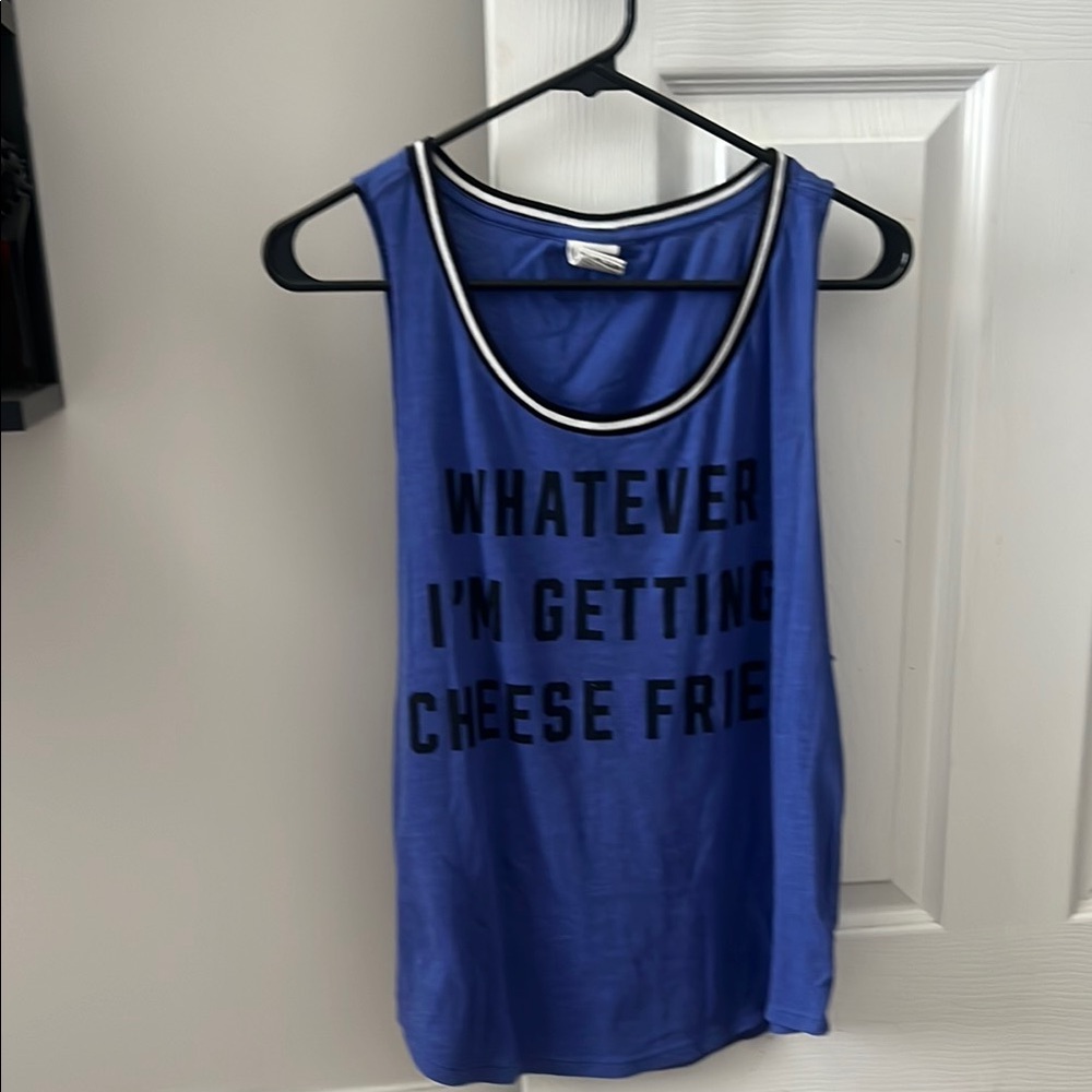 PINK Victoria's Secret Blue “I’m Getting Cheese Fries” Tank Top